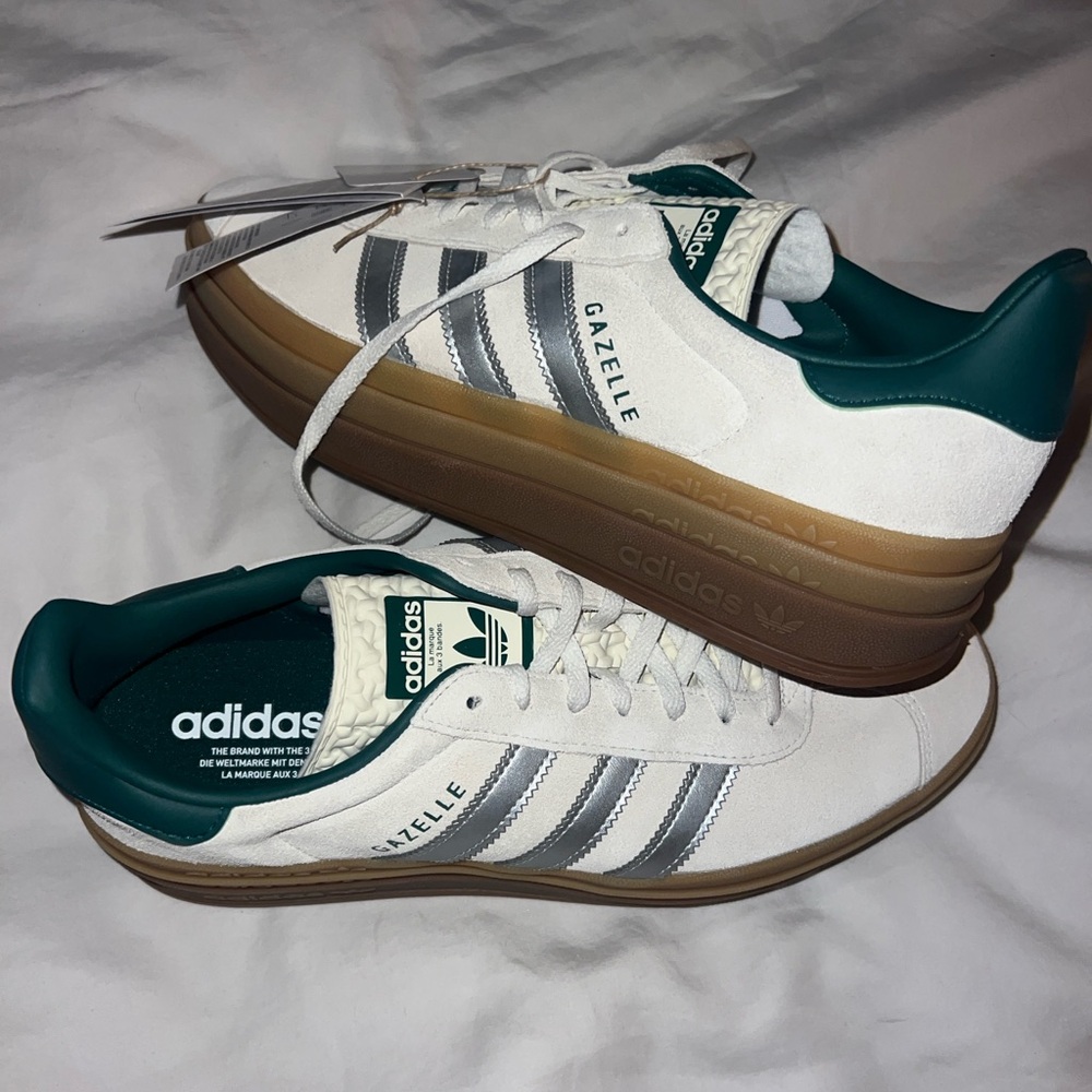 Adidas Gazelle Women's Sneakers - White, Silver, and Green